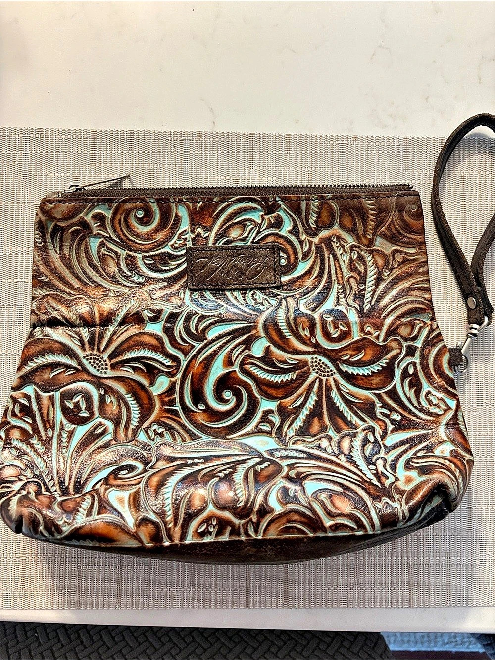 Patricia Nash Cassini Wristlet in Brown & Turquoise